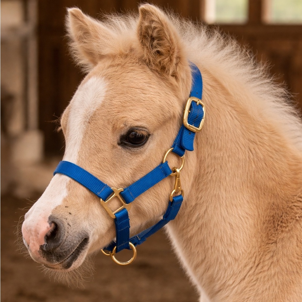 Weaver Original Adjustable Chin & Throat Snap Horse Halter Blue Nylon Small Foal